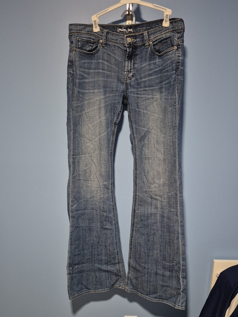 LONDONJEAN Blue Wash Flare Wide-Leg Jeans